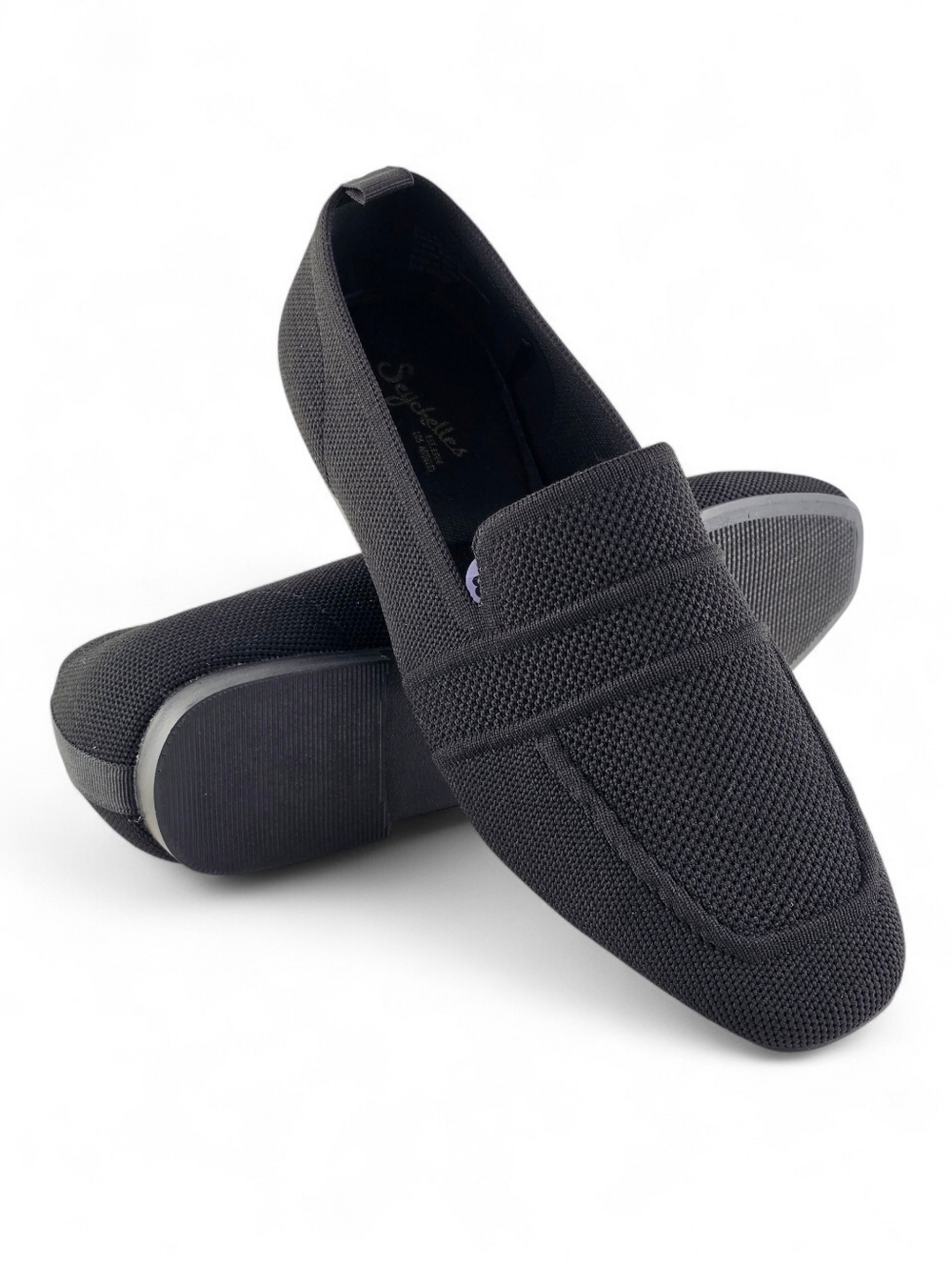 Seychelles Women's Suzie Wides Black Knit Slip On Shoes Loafers Wide Width 8.5W